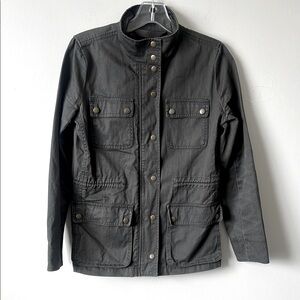 J. Crew Olive Green Relaxed Boyfriend Cotton Field Jacket Zip Snap Close XS